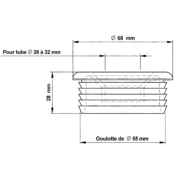 Raccord WC Nez de jonction pour tube de chasse 449 - 28_32 mm - PRESTO