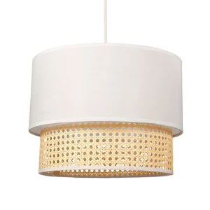 Étanche IP65 Suspension gigogne cannage et tissu blanc