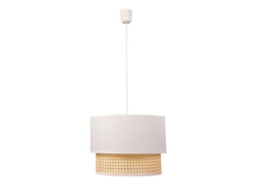 Étanche IP65 Suspension gigogne cannage et tissu blanc