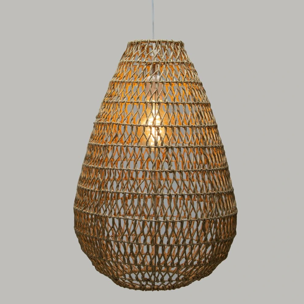 Transformateur LED Luminaire suspension en métal & corde d 37.5 cm crème