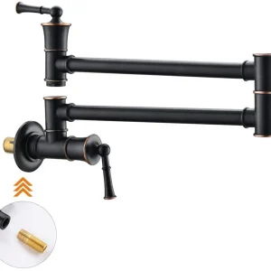 APPASO montage mural Robinet de cuisine pliant dupliqué bras pivotant extensible Bronze huilé 196ORB
