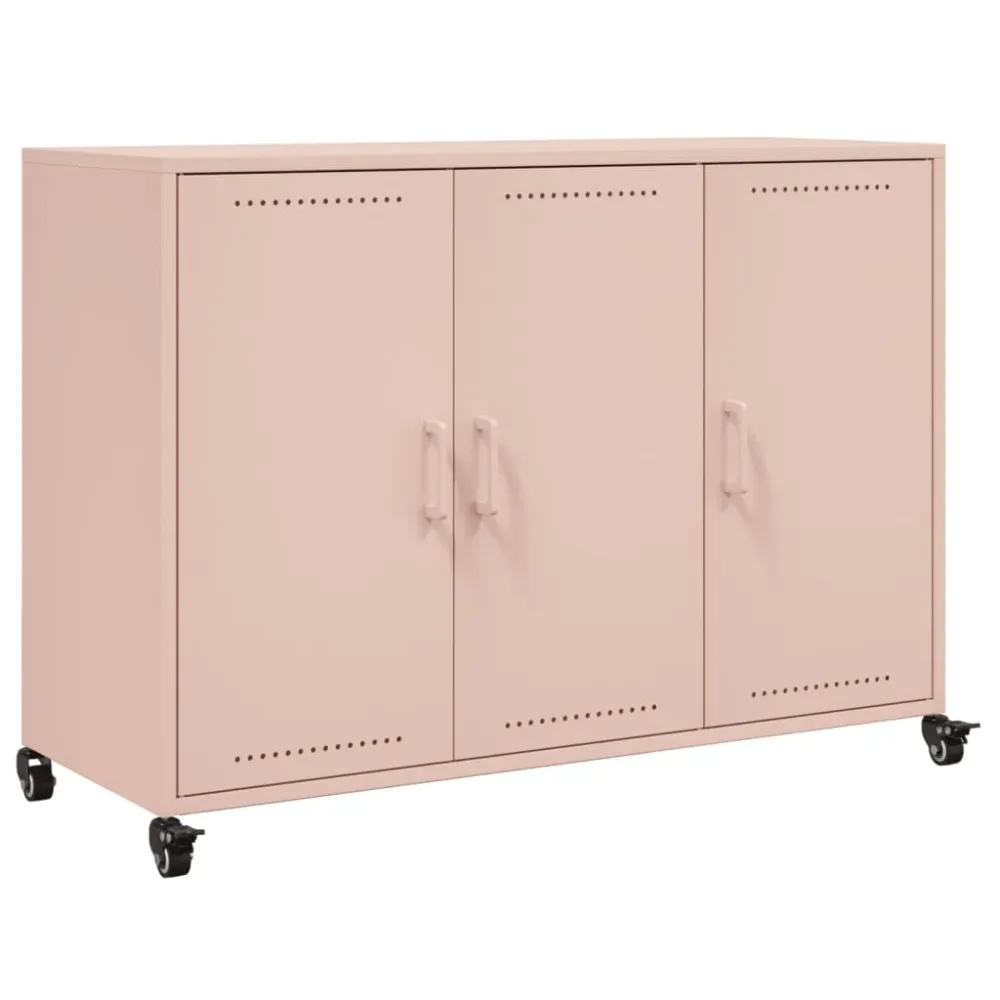 Buffet bahut commode armoire meuble de rangement organisateur cuisine salle de séjour salon 100,5 x 39 x 72 cm acier Rose...