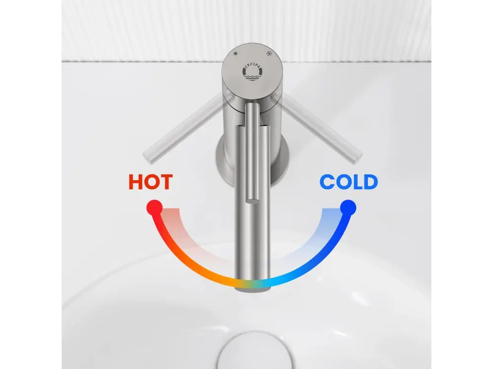 Cecipa max 2PCS Robinet pour Lavabo Brossé, Mitigeur pour Lavabo de Salle de Bain, Robinet pour Lavabo Eau Froide et Chaud...