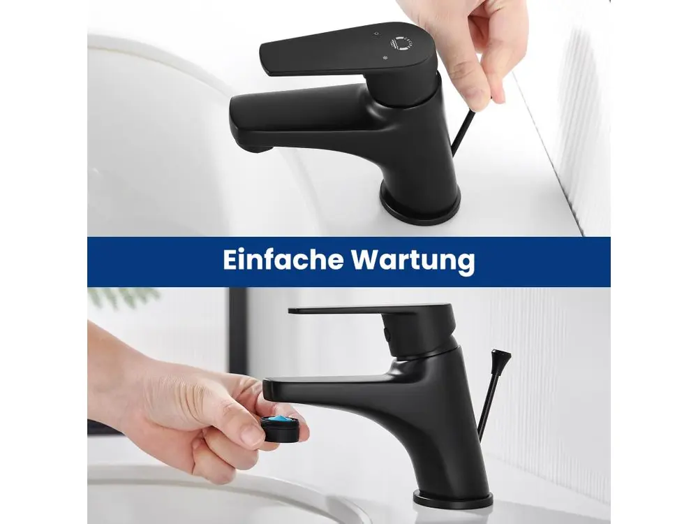 Cecipa max 2PCS Robinet de Salle de Bain Noir, Robinet de Lavabo avec Garniture de Vidage à Tirette, Mitigeur de Lavabo en...