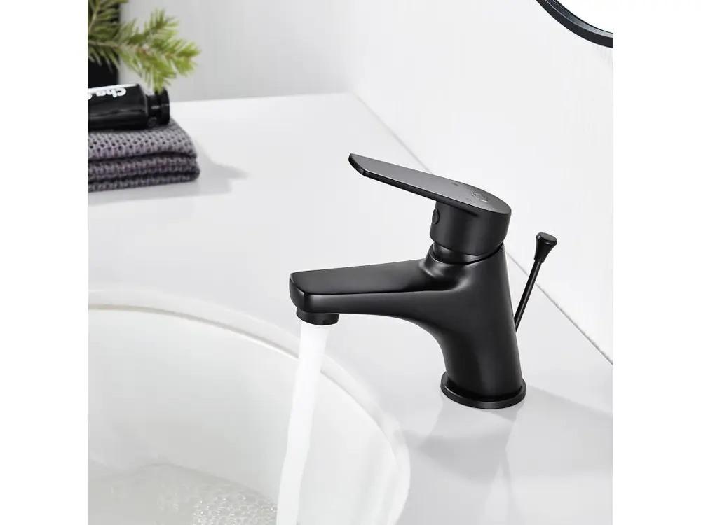 Cecipa max 2PCS Robinet de Salle de Bain Noir, Robinet de Lavabo avec Garniture de Vidage à Tirette, Mitigeur de Lavabo en...