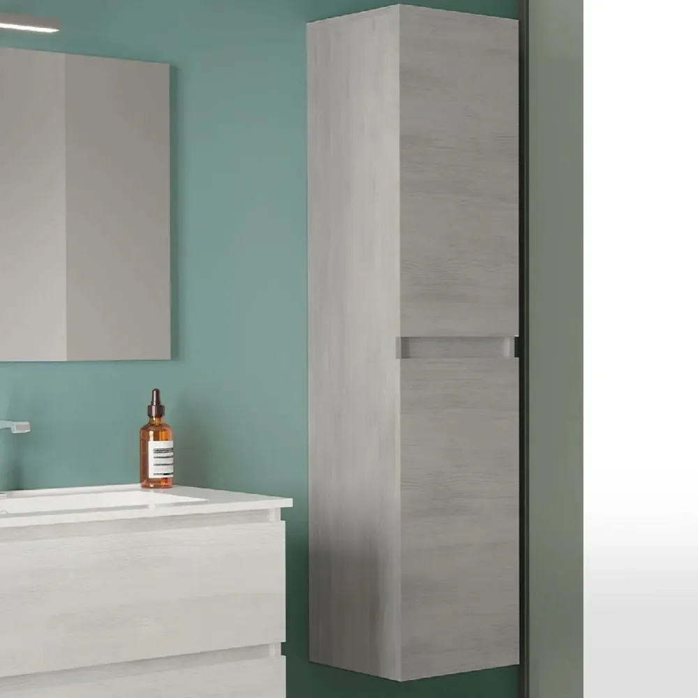 Colonne de salle de bain à deux portes couleur Chêne Gris - Cubi&Co modèle Simmetry