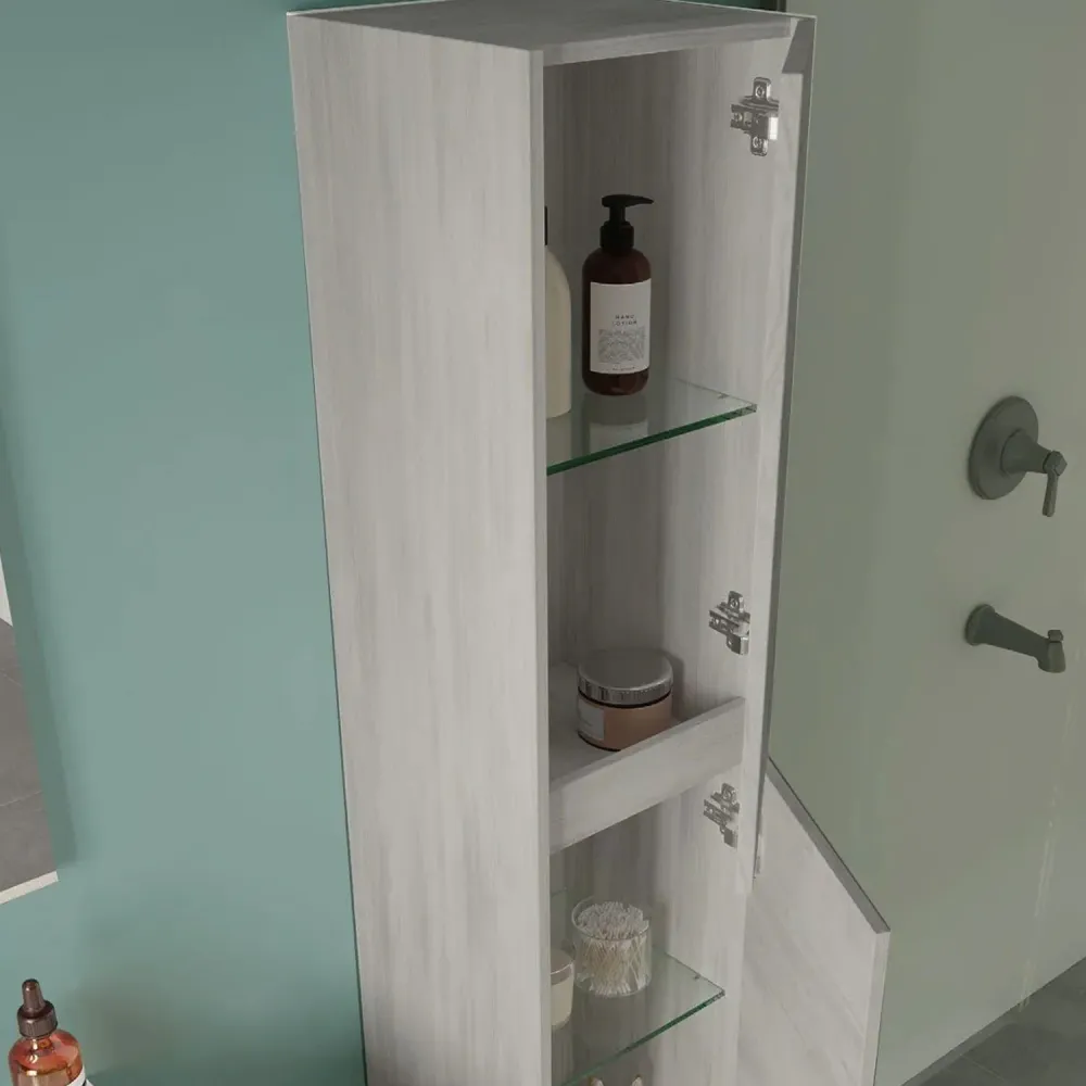 Colonne de salle de bain à deux portes couleur Chêne Gris - Cubi&Co modèle Simmetry