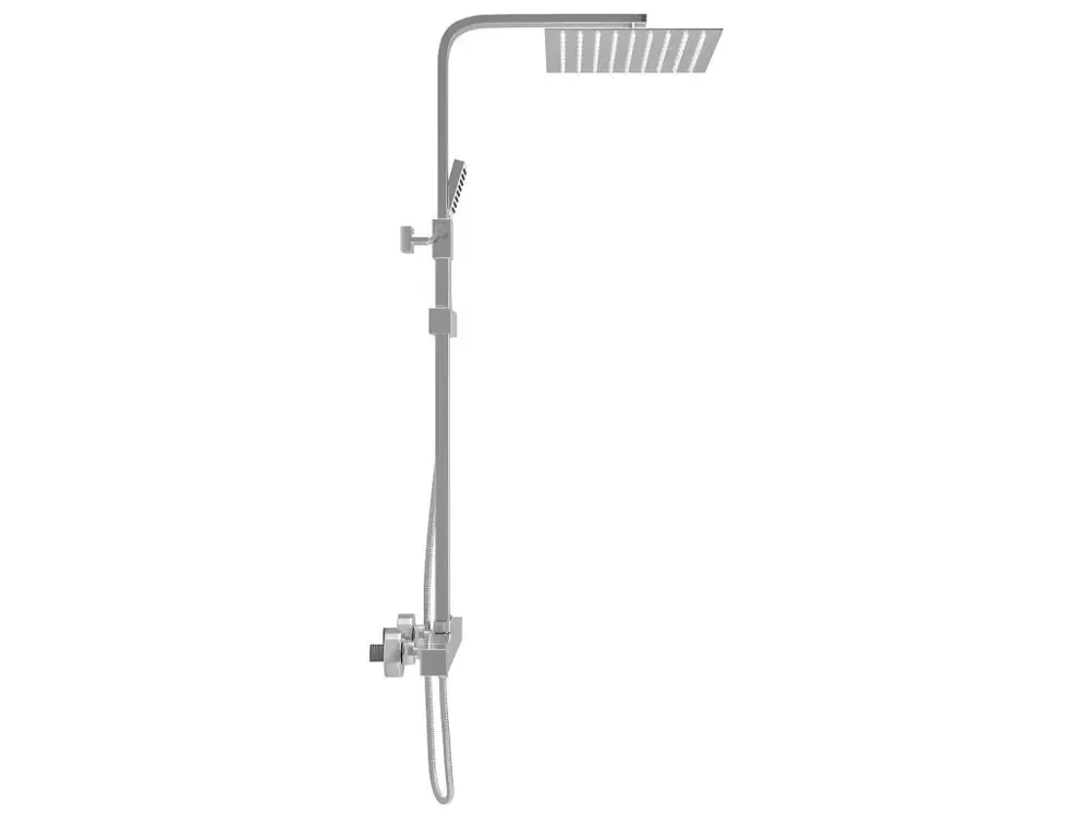 Ensemble de douche à deux têtes et thermostat douche à main pomme de douche carrée tige de douche réglable de 80 cm à 120...