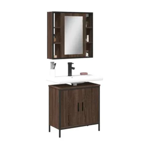 Ensemble de meubles de salle de bain 2 pcs Chêne marron
