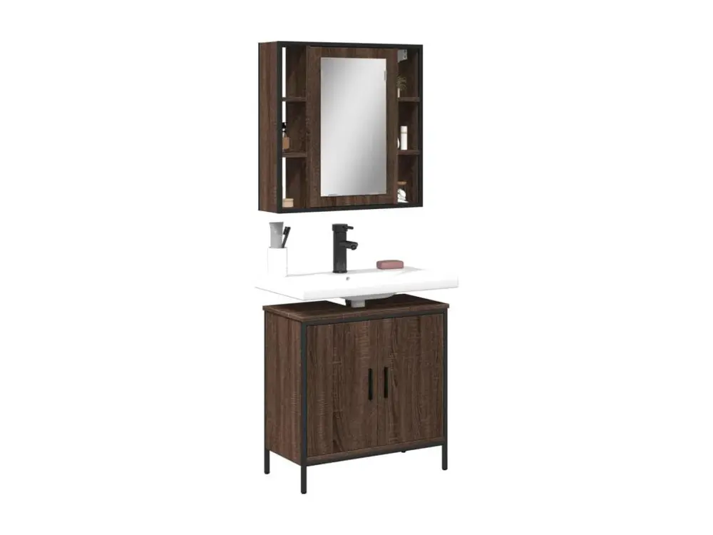 Ensemble de meubles de salle de bain 2 pcs Chêne marron