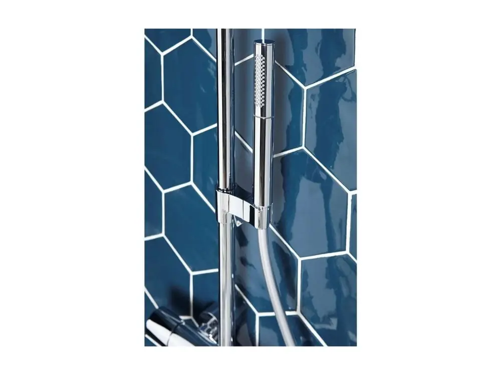 Mitigeur bain-douche Jacob Delafon Aimé chrome + Douchette Shift Ellipse 2 jets + Modulable lisse anti-torsion 1600