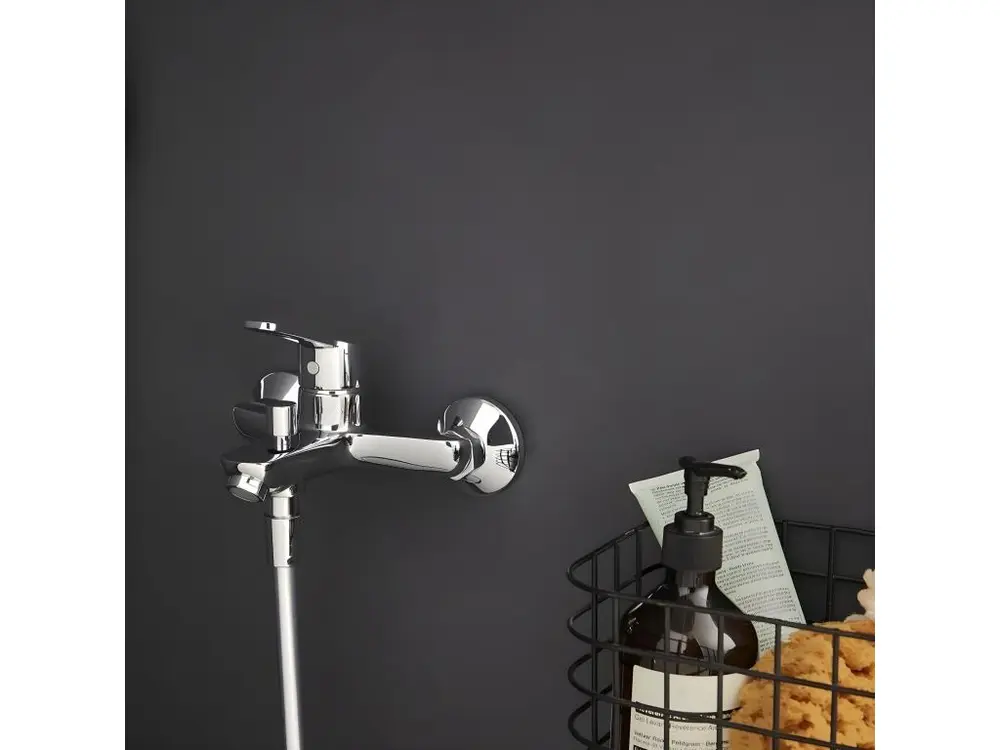 Mitigeur bain-douche Jacob Delafon Aimé chrome + Douchette Shift Ellipse 2 jets + Modulable lisse anti-torsion 1600