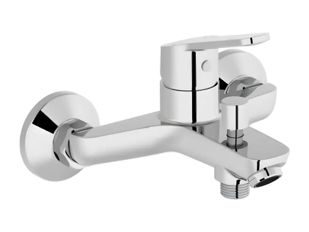 Mitigeur bain-douche Jacob Delafon Aimé chrome + Douchette Shift Ellipse 2 jets + Modulable lisse anti-torsion 1600