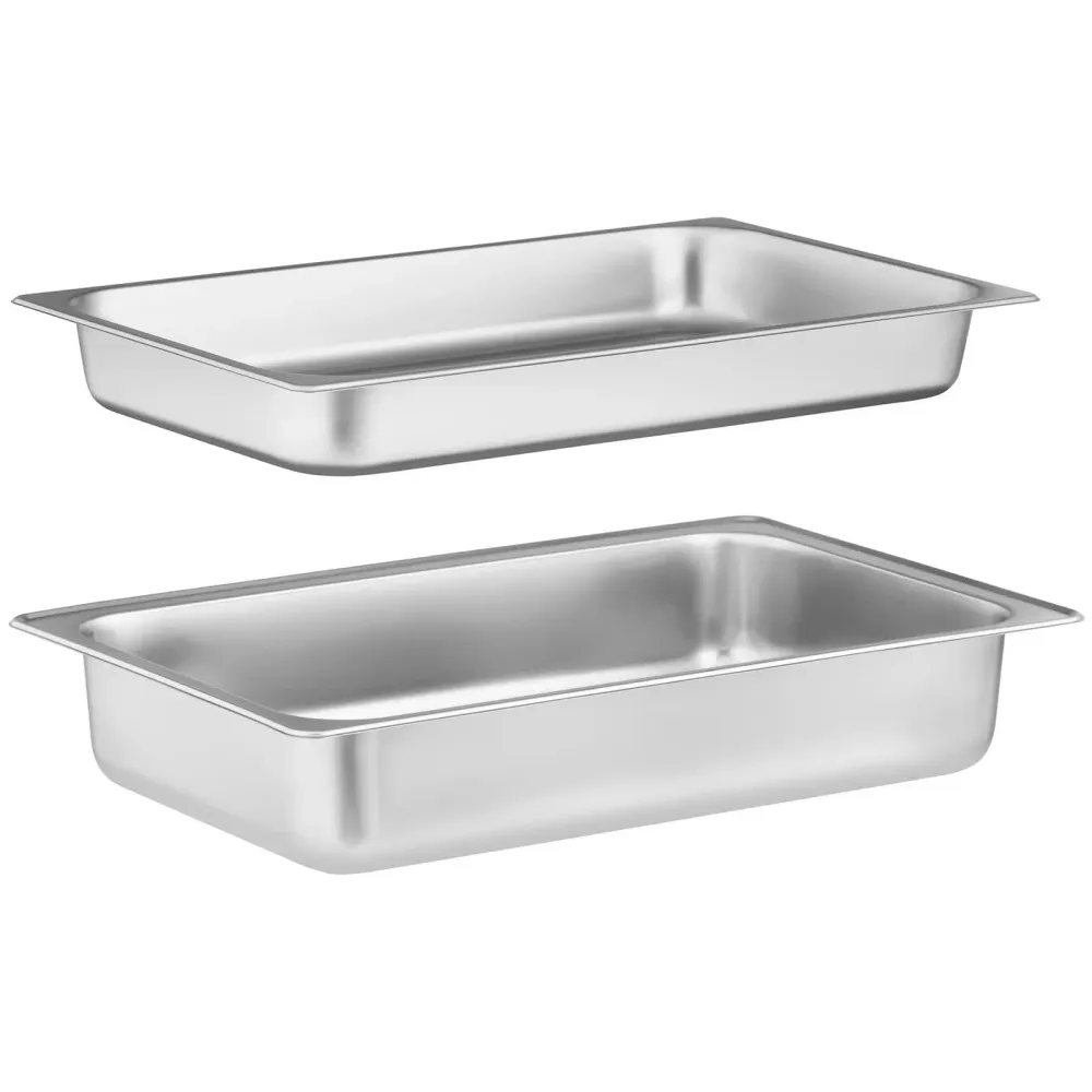 Chafing dish GN 1/1 accents dorés couvercle roll-top 9 litres 2 brûleurs acier inoxydable argenté 14_0008576