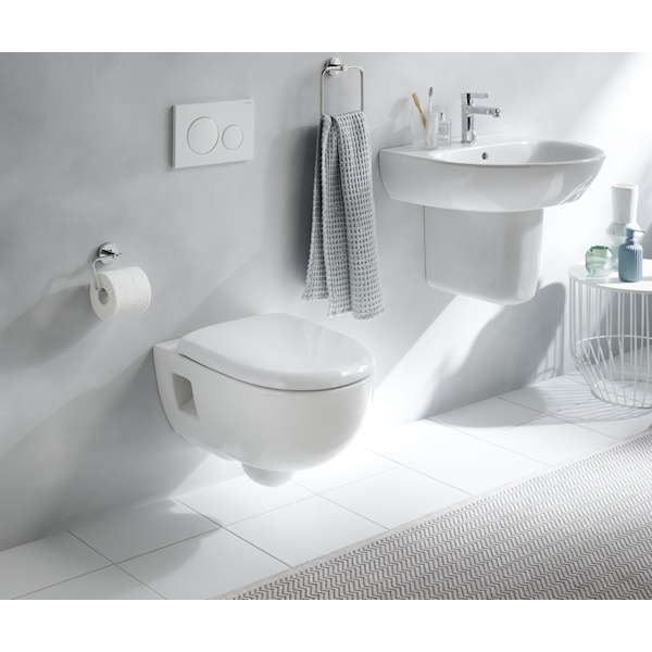 Pack WC suspendu Renova 53cm semi-caréné Rimfree abattant ralenti et déclipsable blanc - GEBERIT