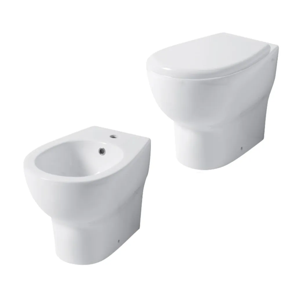 Santari filomuro série Touch54 en céramique blanche avec couvercle de toilette fermeture softclose - Design Céramique
