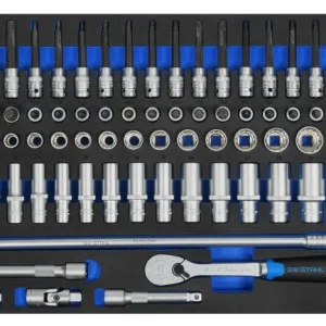 Assortiment de chariots d'atelier SW-Stahl clé à douille 1/2" avec cliquet 95 pièces Z3011-12 commander...