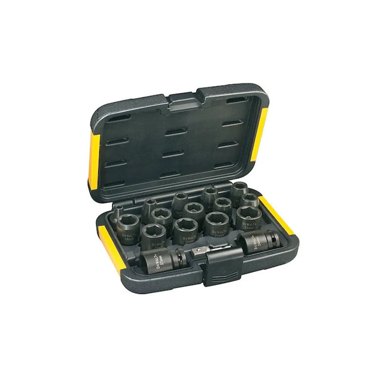 Coffret de 16 douilles à chocs DEWALT DT7506-QZ 1/4" - 1/2" avec adaptateur
