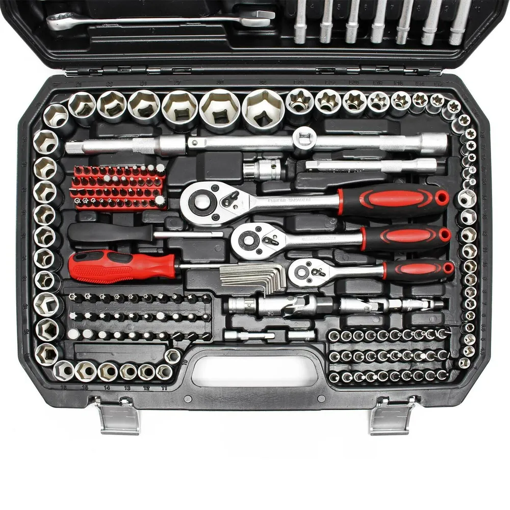 Coffret majeur à cliquet 215 pièces kit clé de serrage douille embouts acier carbone 16_0002251