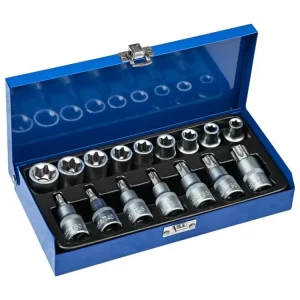 Coffret à Outils 16 Douilles ½“ Torx Acier Chromé Vanadium 16 pièces, 1/4 und 1/2 pouce