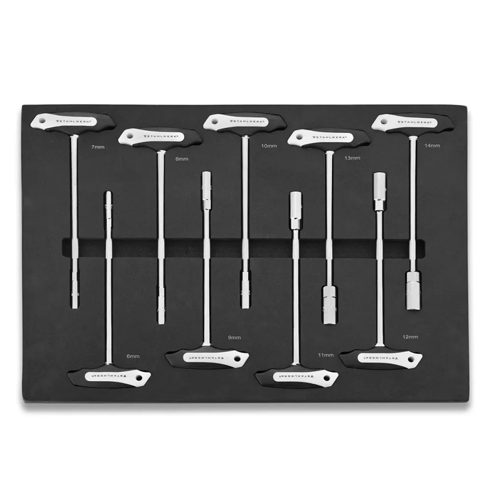Ensemble de clés de socket en t-handle en 9 parties avec insert en mousse pour voiture d'atelier | Outil de haute qualité...