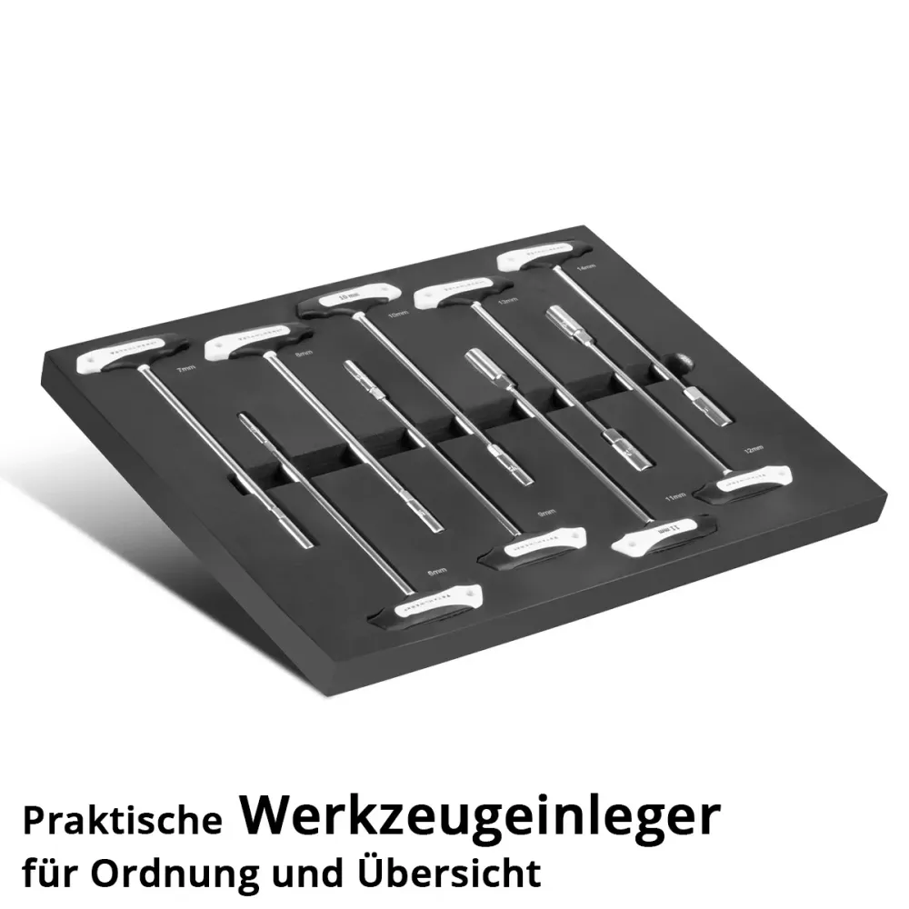 Ensemble de clés de socket en t-handle en 9 parties avec insert en mousse pour voiture d'atelier | Outil de haute qualité...