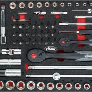 Jeu de clés à douilles VIGOR nombre d'outils : 71 insert en mousse souple 2K taille d'insert / taille de...