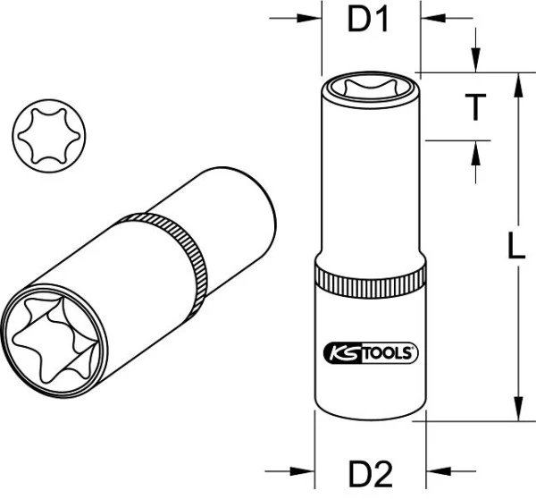 KS Tools Douille Torx E 1/2" longue E24 911.4431 commander à bas prix