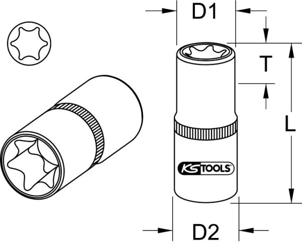 KS Tools Douille Torx E 1/4" longue E4 917.2401 se fournir à bas prix