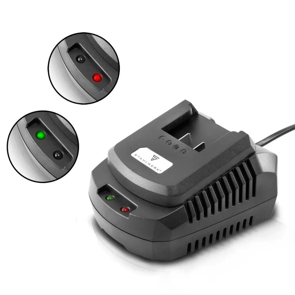 Chargeur Steelworks BC-90 ST Batterie Prompt Charger | Charger avec 3 Affichage de charge et LED de charge pour 18 V | Tou...