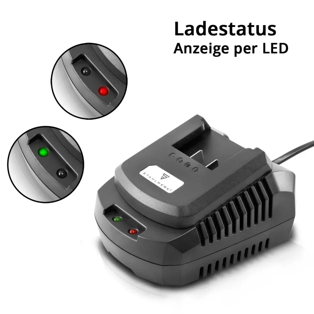 Chargeur Steelworks BC-90 ST Batterie Prompt Charger | Charger avec 3 Affichage de charge et LED de charge pour 18 V | Tou...