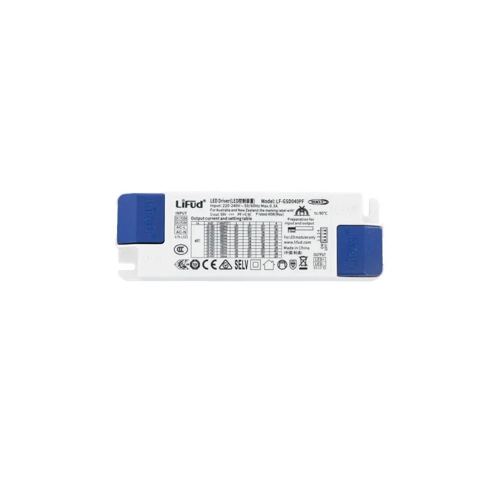 Convertisseur LIFUD Dimmable DALI 220-240V Sortie 9-42V DC 550-1050mA 23-40W Sans Scintillement LF-GSD040PF