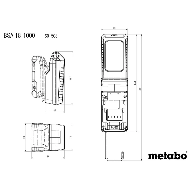 Lampe de chantier BSA 18 1000 - Pick+Mix (sans batterie ni chargeur)en carton en blanc mat