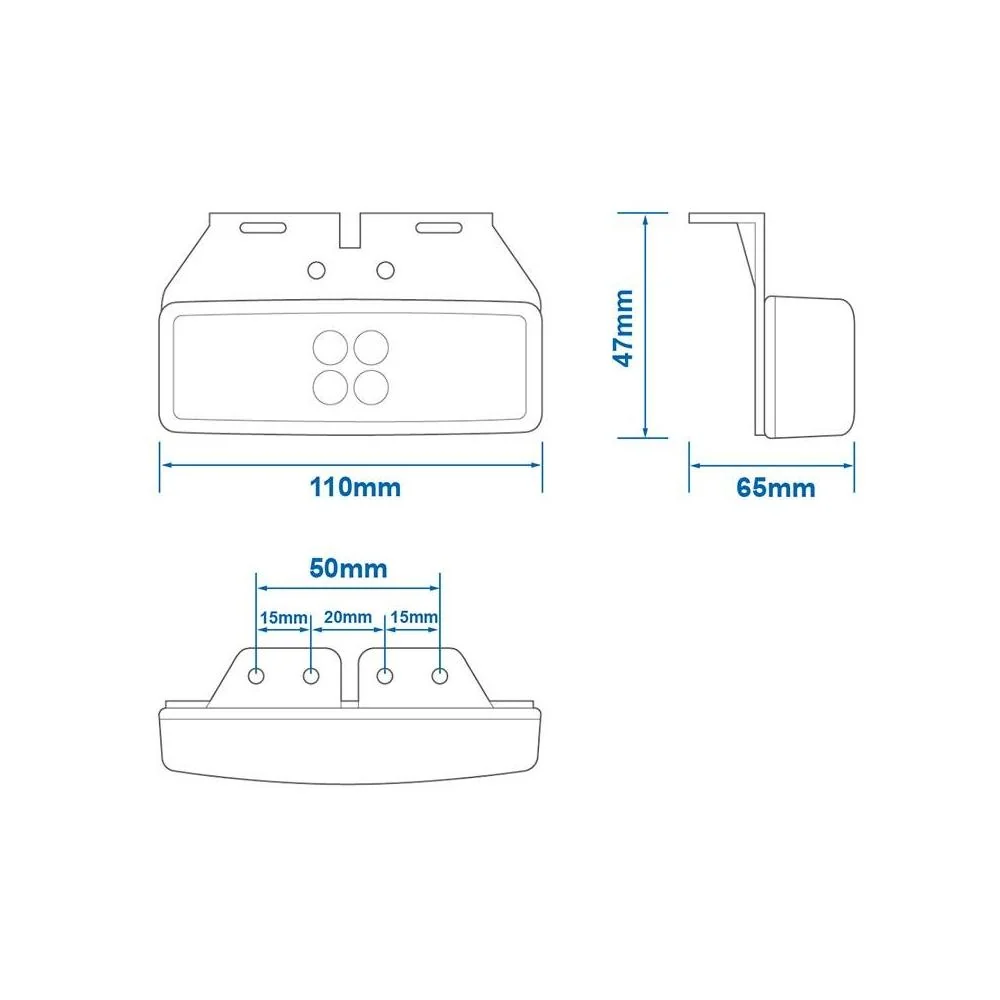 Positionsleuchte 12/24V weiß 110x40mm LED mit Halter – Hochwertige LED Beleuchtung