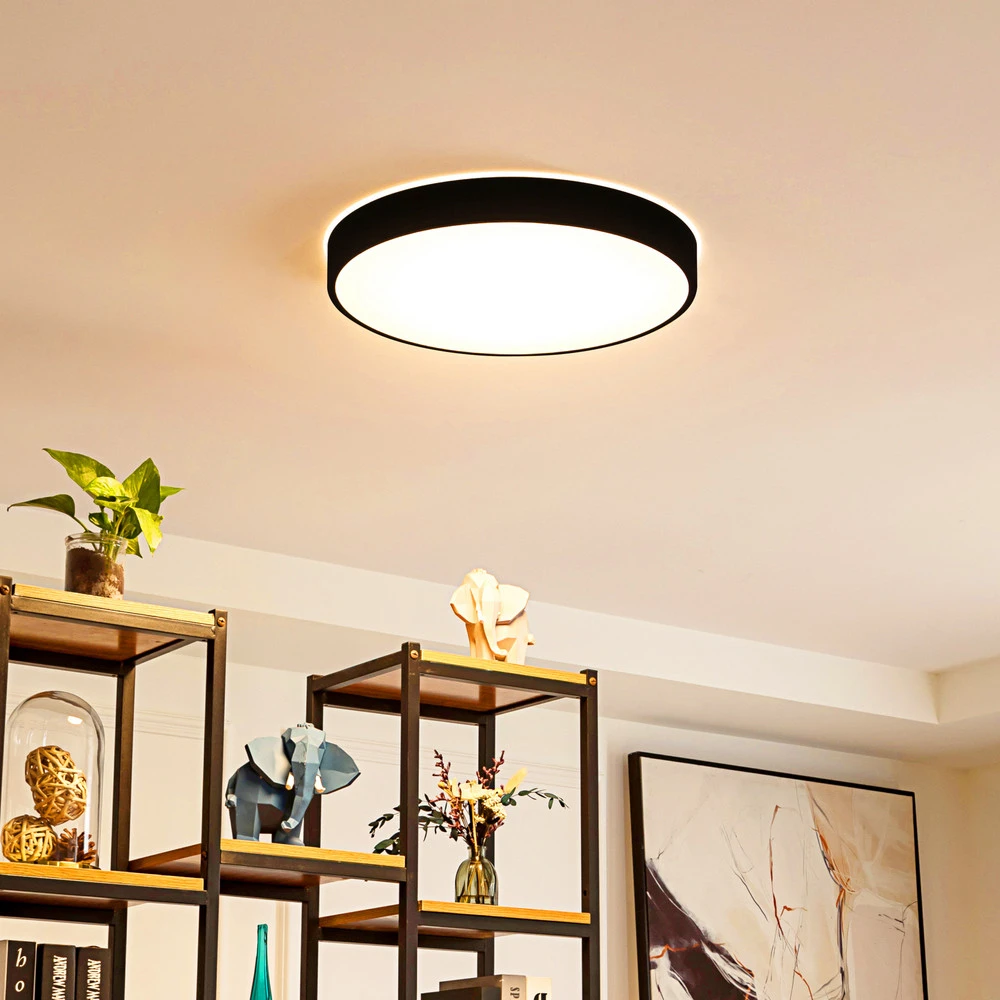 Lindby Évolué Plafonnier LED Innes noir 48cm RVB CCT Tuya