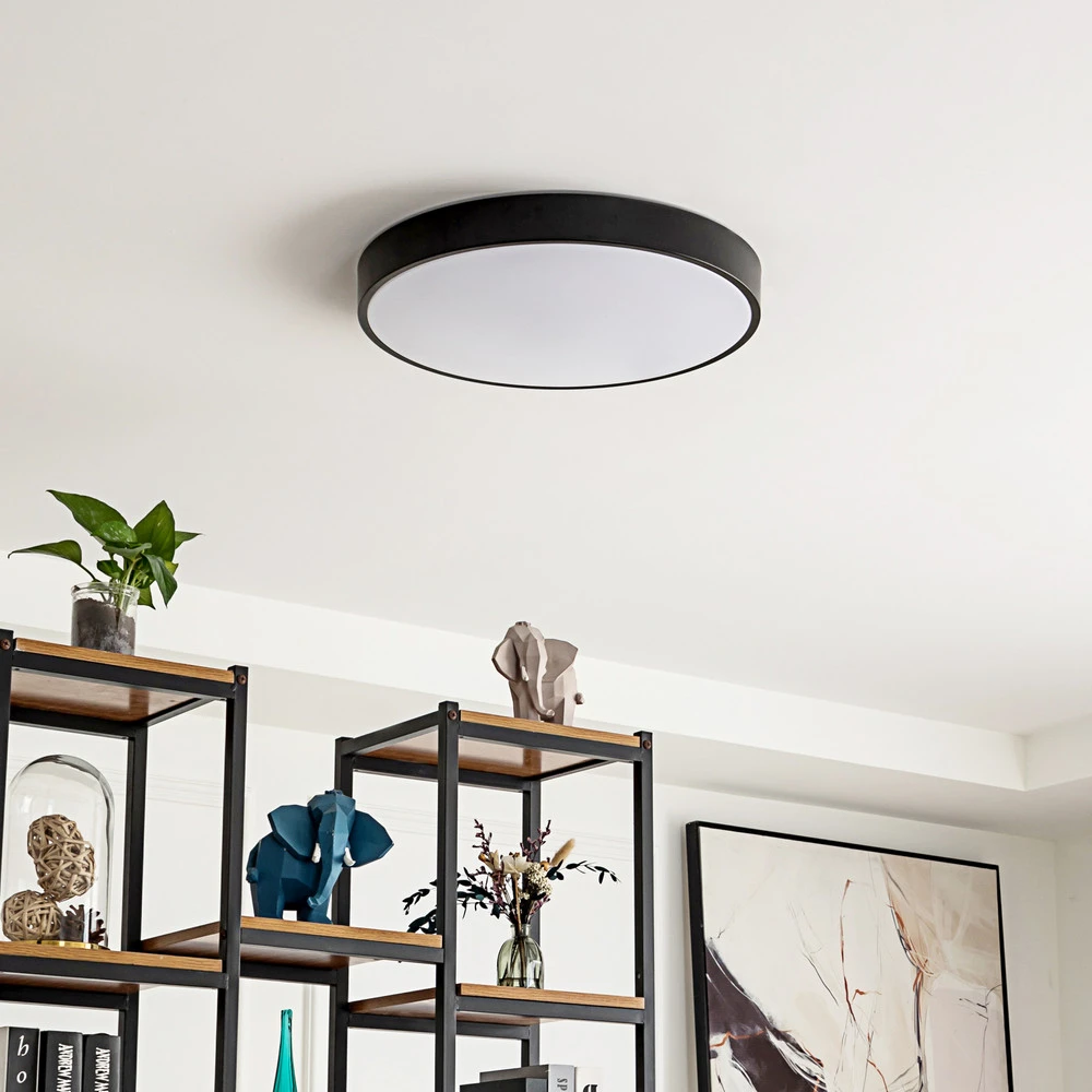 Lindby Évolué Plafonnier LED Innes noir 48cm RVB CCT Tuya