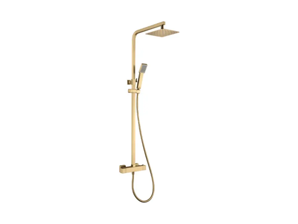 Robinet thermostatique Colonne de Douche Thermostatique Anti-Calcaire Or Brossé IMEX Sanizéo VIGO BTV013/OC