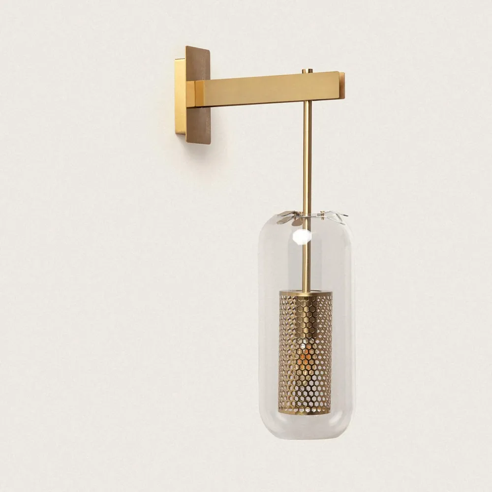 Applique Julieta en métal avec verre et éclairage LED pour éclairage de lecture