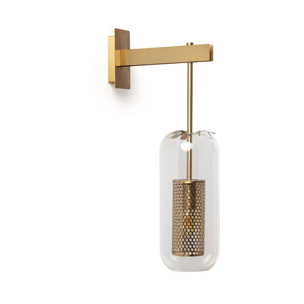 Applique Julieta en métal avec verre et éclairage LED pour éclairage de lecture