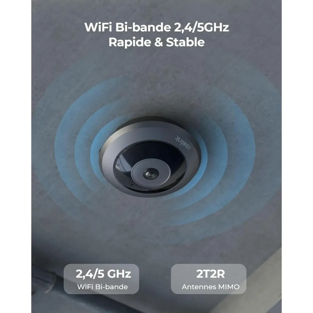 Applique orientable Caméra plafonnier Wi-fi 360 degrés - Reolink FE-W