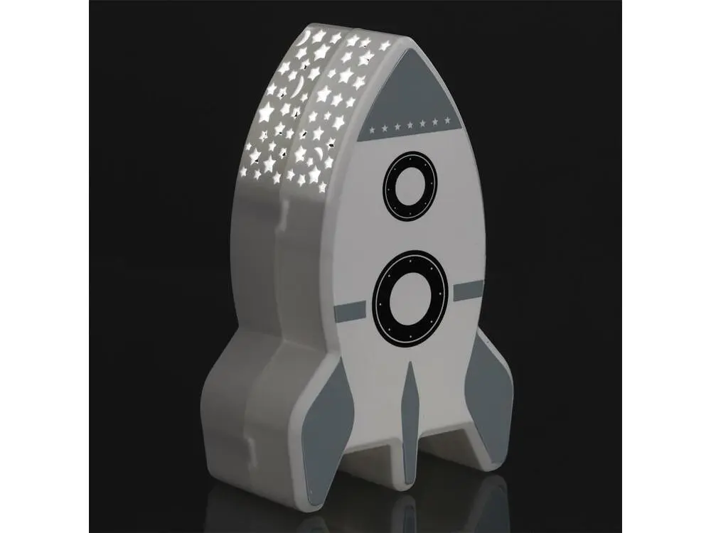 Étanche IP44 Veilleuse Projection Murale "Fusée" 15cm Blanc