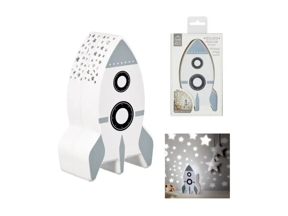 Étanche IP44 Veilleuse Projection Murale "Fusée" 15cm Blanc
