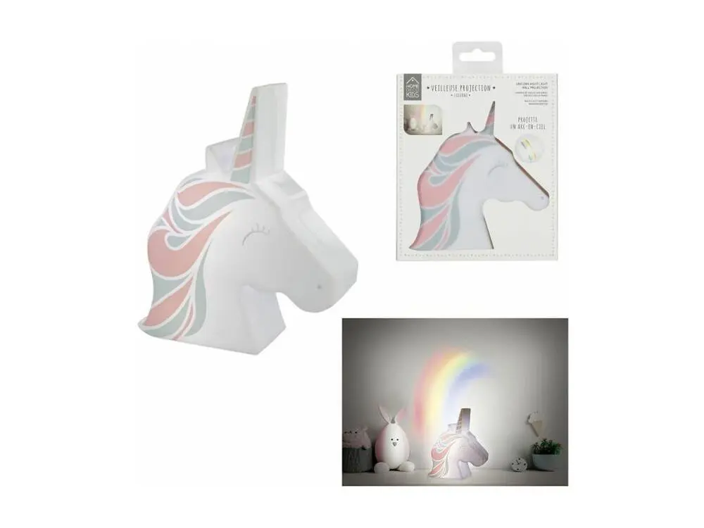 Veilleuse Projection Murale "Licorne" 16cm Blanc pour éclairage de lecture