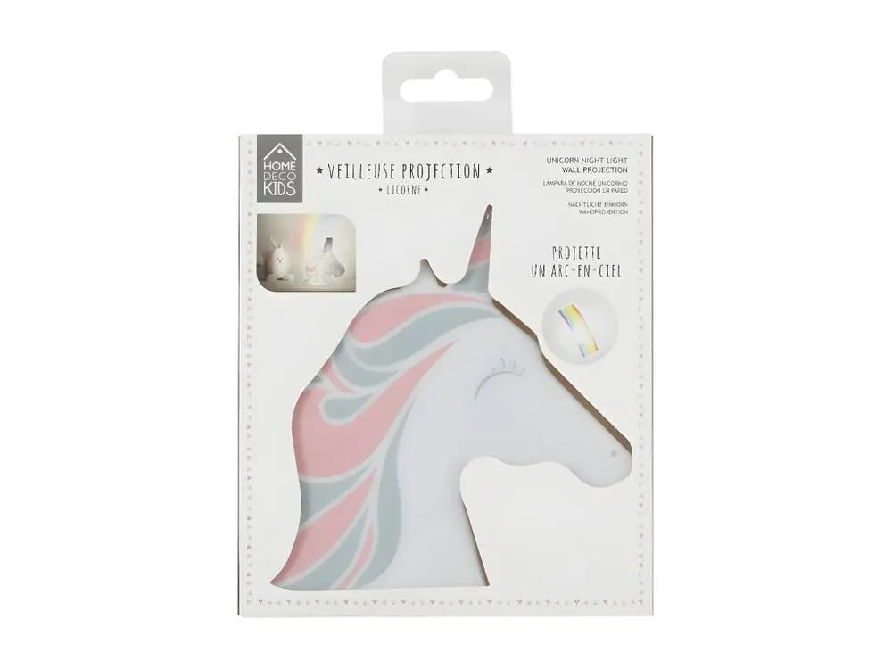 Veilleuse Projection Murale "Licorne" 16cm Blanc pour éclairage de lecture