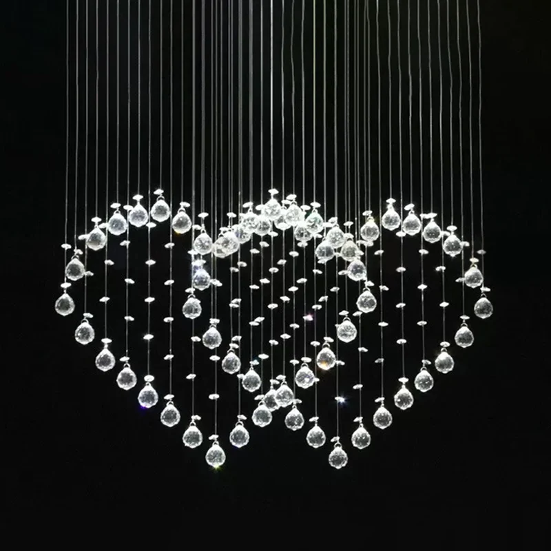 Plafonnier moderne en forme de cœur, 3/5/6 têtes, luminaire de plafond en cristal cristallin en acier inoxydable
