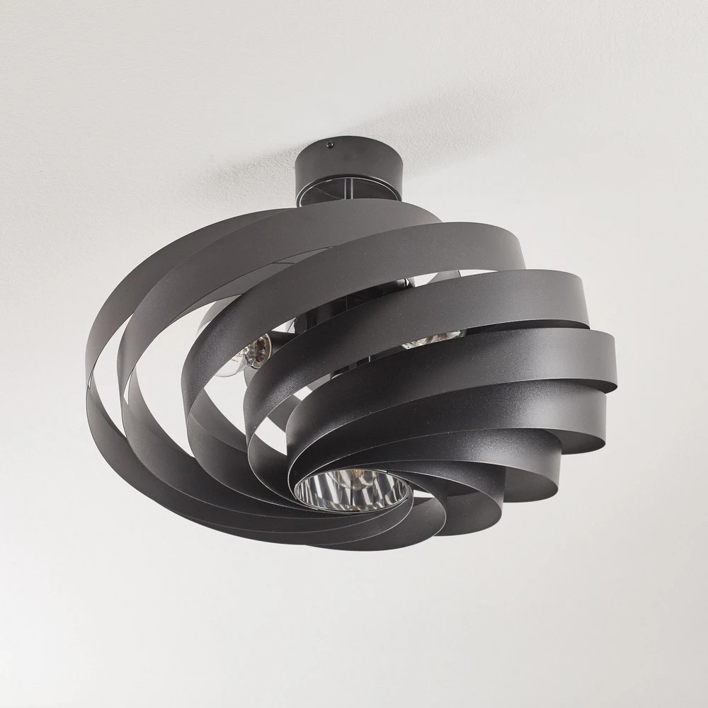 Plafonnier Vento, noir, Ø 60 cm, métal, E27 Diamètre 132 cm
