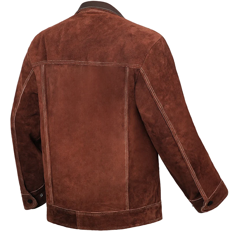Arccaptain Heavy Duty Cowhide Welding Jacket Brown En cuir Coat