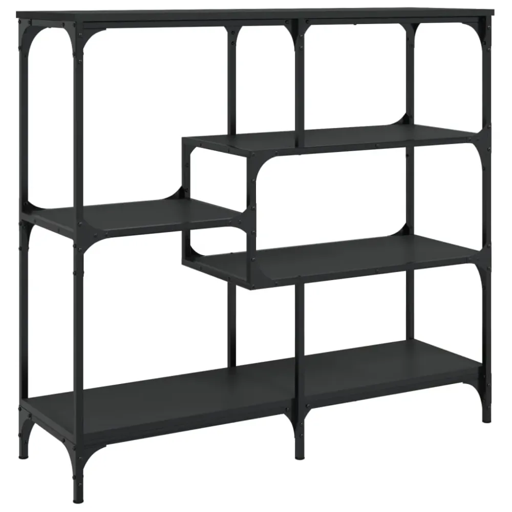 Table console d'entrée fonctionnel et stylé avec étagères 103 x 32 x 95 cm bois d'ingénierie noir et métal DEC032093