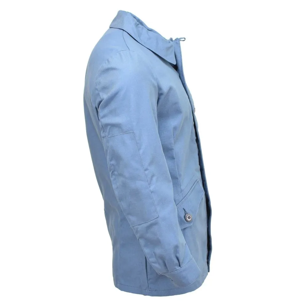 Veste d'uniforme de la protection civile suédoise originale en denim bleu clair classique NEUF