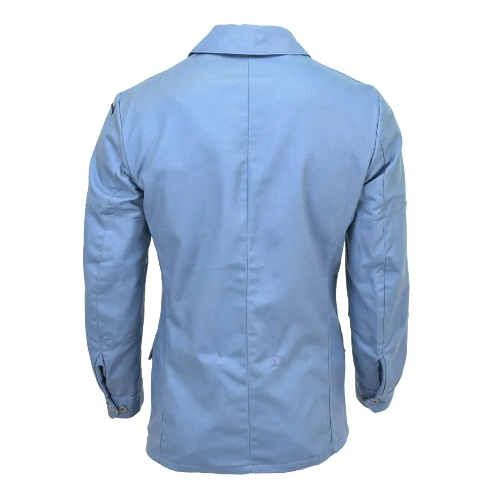 Veste d'uniforme de la protection civile suédoise originale en denim bleu clair classique NEUF